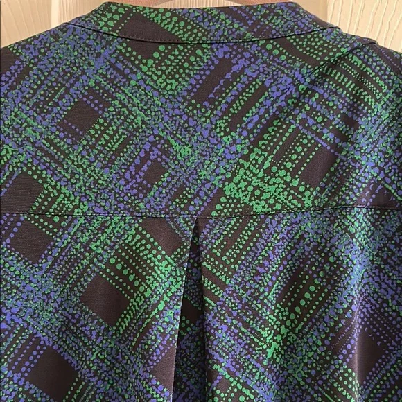 Susan Graver Blue and Green Top with Zipper Accents 3X - Picture 3 of 5